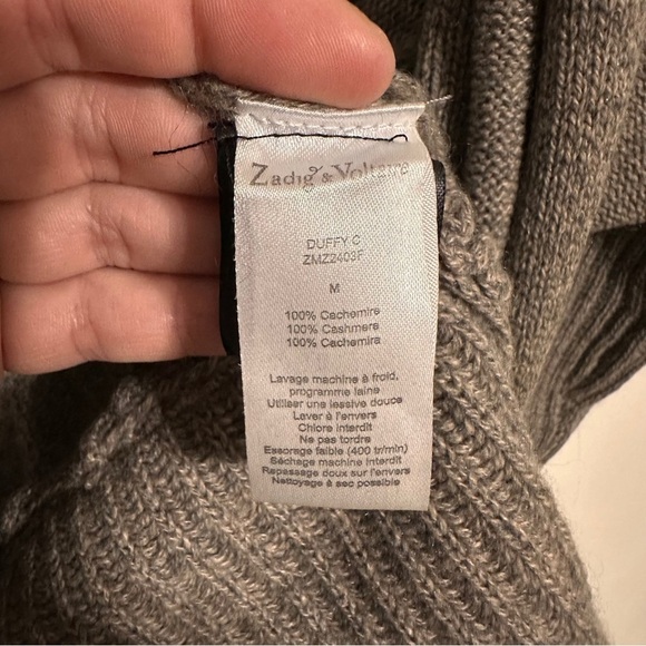 Zadig & Voltaire Duffy Cashmere Open Front Cardigan Sweater Taupe size Medium - Picture 4 of 5